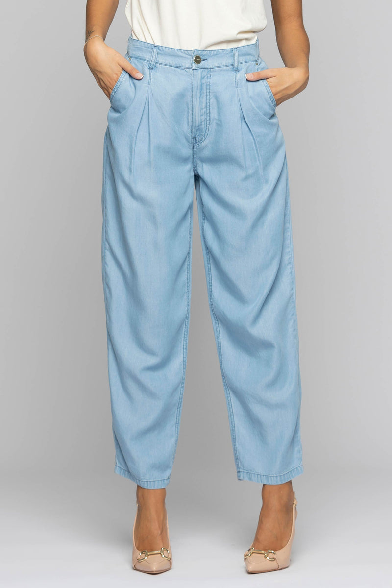 Jeans ampi con pieghe sul davanti - Pantalone Denim BOBIN