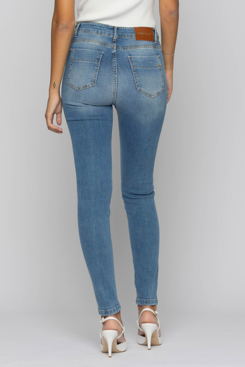 Jeans skinny con bottoni decorativi - Pantalone Denim COJA