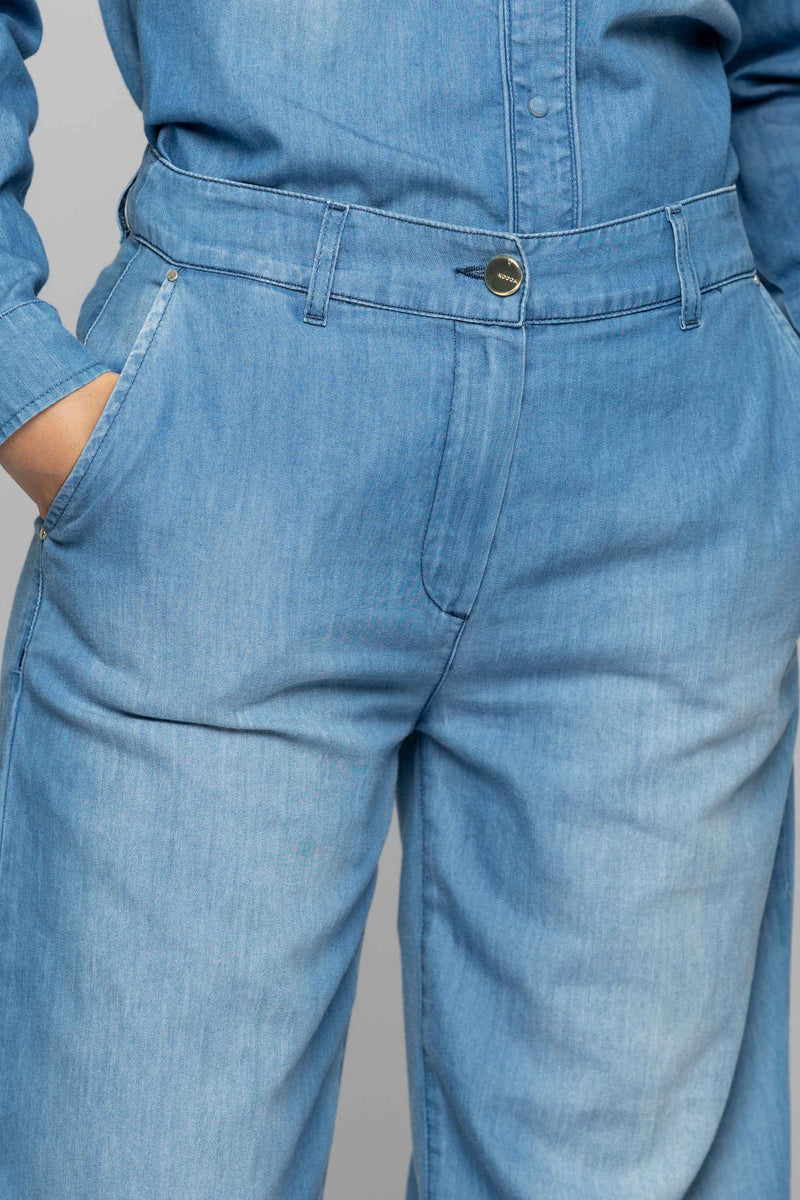 Jeans dritti a vita alta con effetto used - Pantalone Denim ABELE