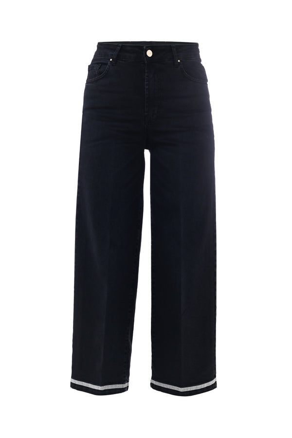 Wide-leg jeans with shiny details on the hems - Jeans CARL