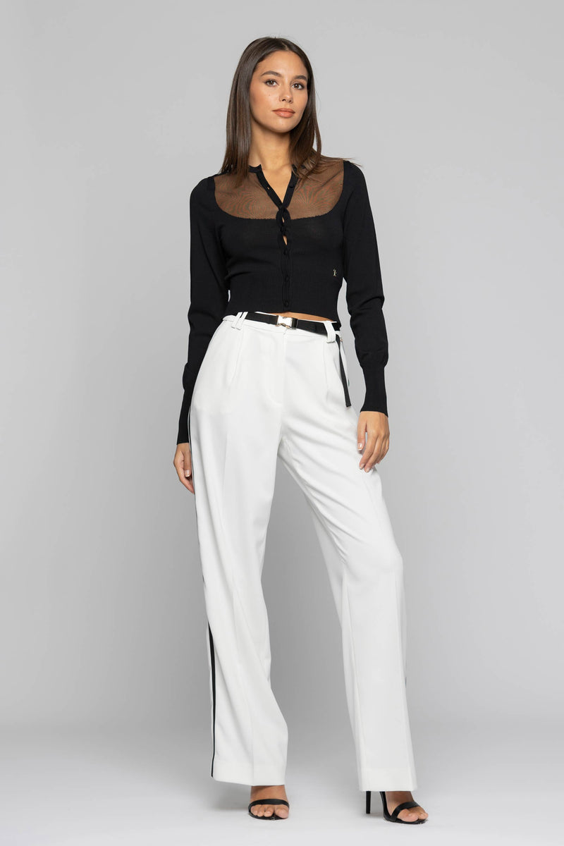 Elegant pleated trousers with a buckle belt - Trousers BIPAL