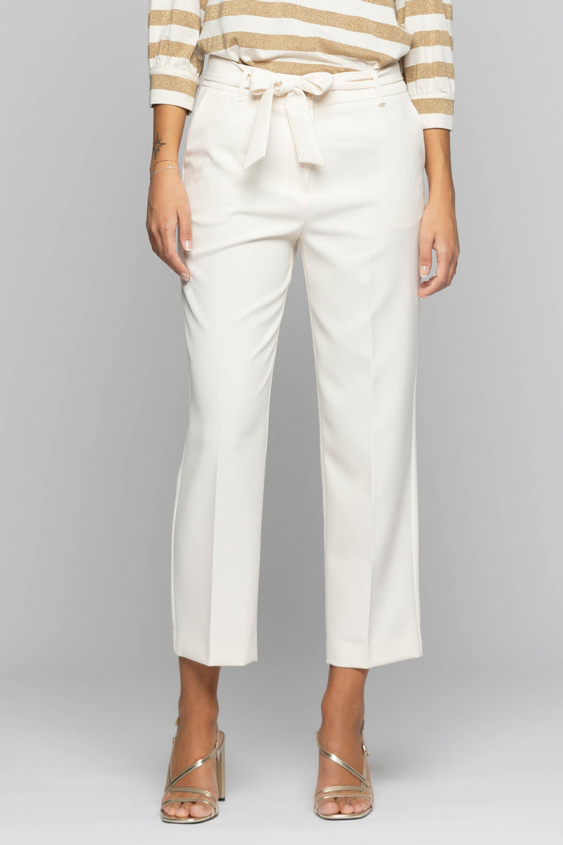 Elegant pleated trousers with a sash - Trousers TATY