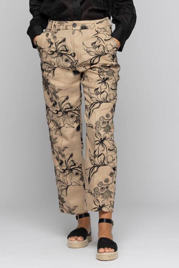 Embroidered trousers with an elasticated waistband - Trousers DORIANO