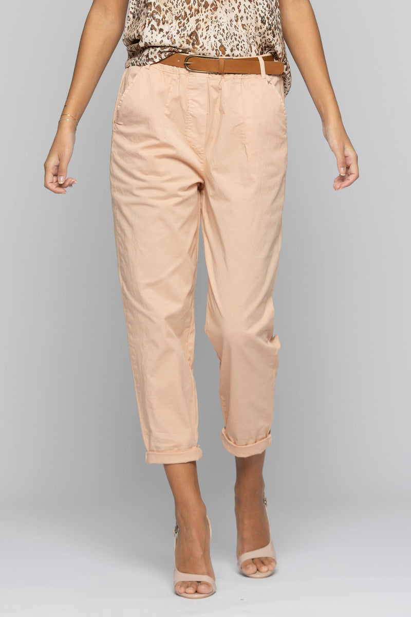 Pantaloni con vita elasticizzata e cintura con fibbia - Pantalone HAMED