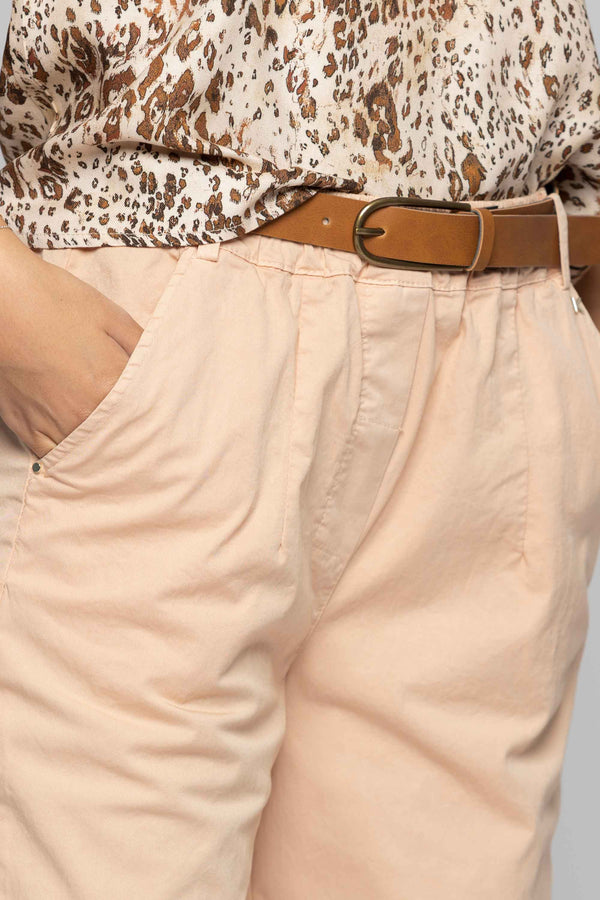 Pantaloni con vita elasticizzata e cintura con fibbia - Pantalone HAMED