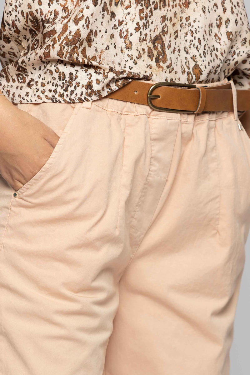 Pantalón con cintura elástica y cinturón con hebilla - Pantalón HAMED