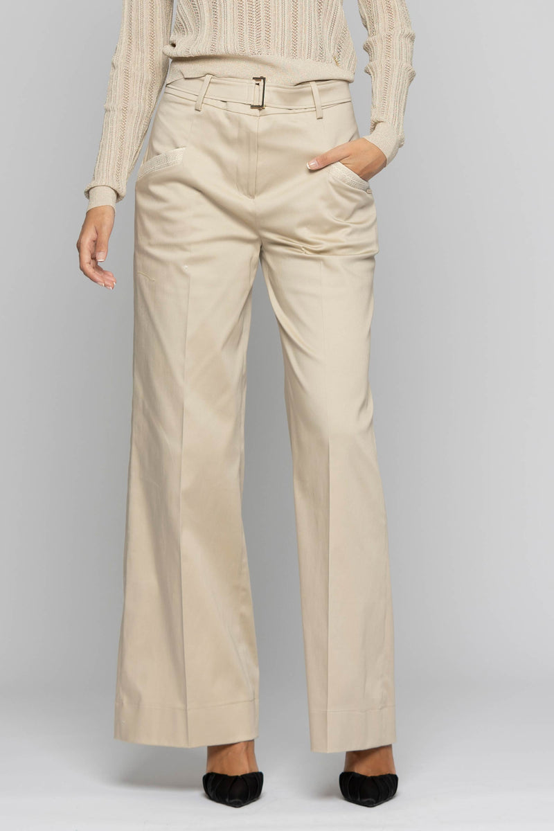 Wide-leg trousers with pockets and a belt - Trousers ADE