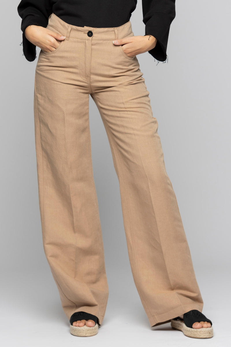 Slightly flared trousers with pleats on the front - Trousers CALLIOPO