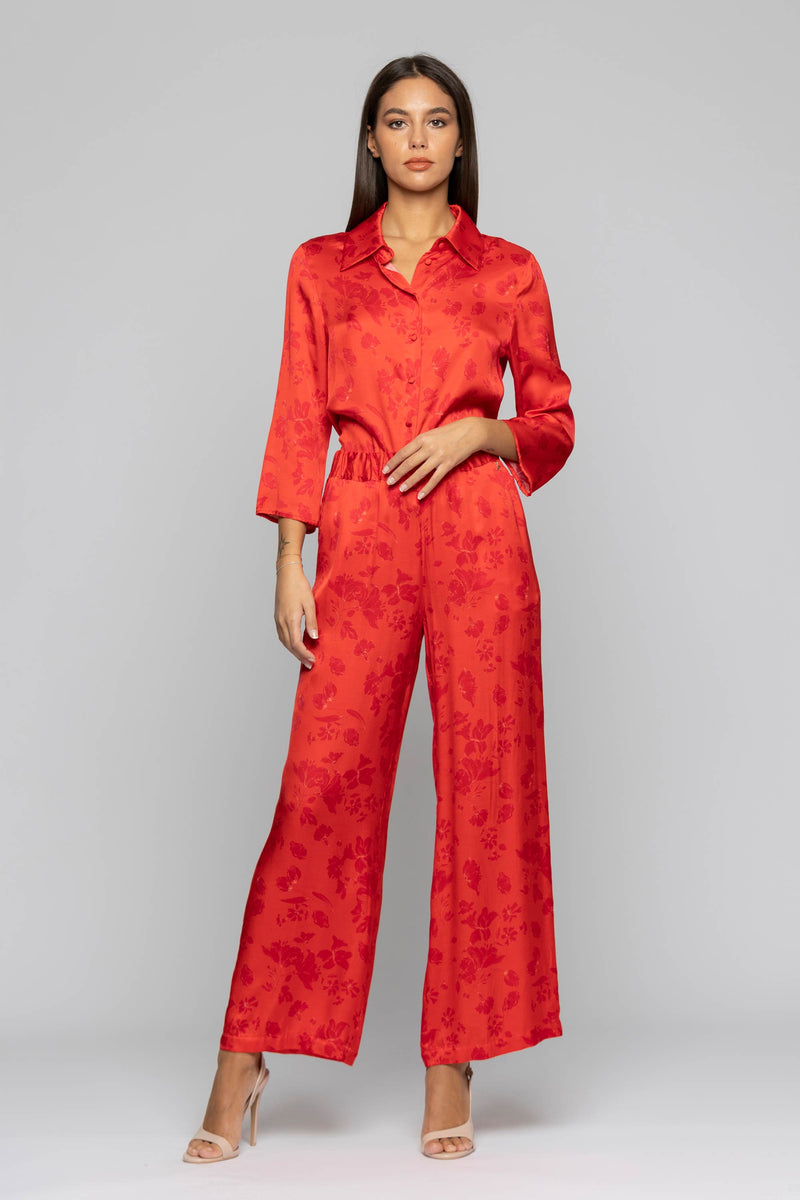 Floral wide-leg trousers with an elasticated waistband - Trousers ADHAY