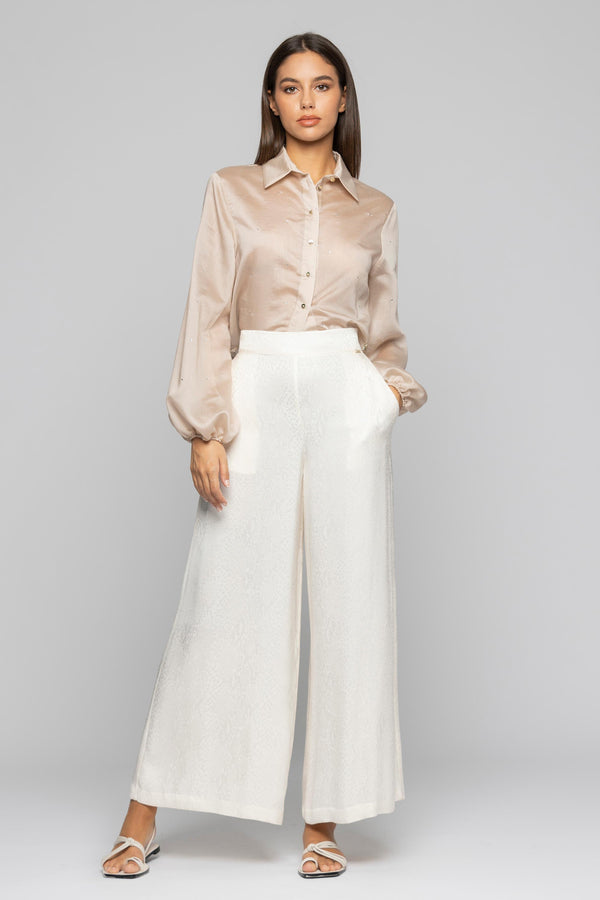 Wide-leg trousers with a tone-on-tone pattern - Trousers BOB