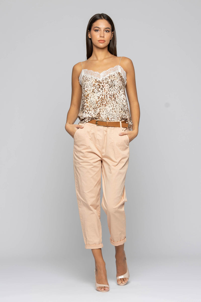 Animal print top with a lace insert - Top DEA