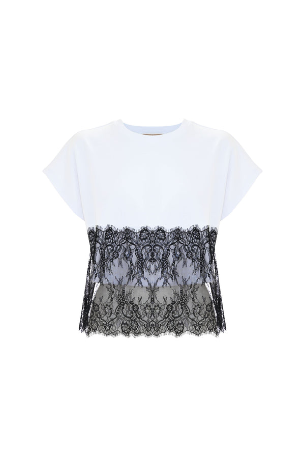 Layered-effect T-shirt with lace - T-shirt BEMNAC