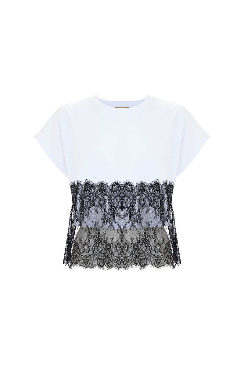 T-shirt con effetto doppiato in pizzo - T-shirt BEMNAC