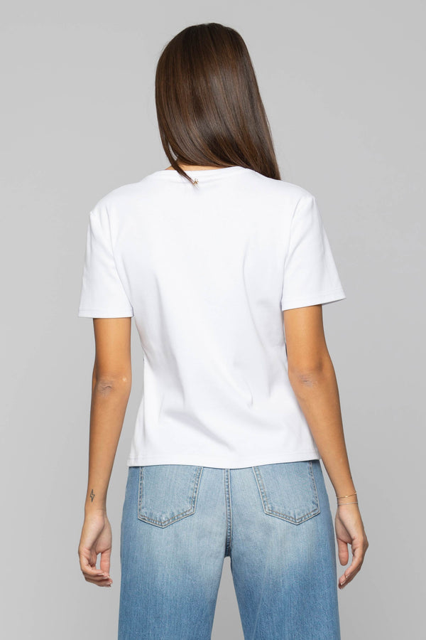 Cotton T-shirt with a lace corset - T-shirt BAPHAN