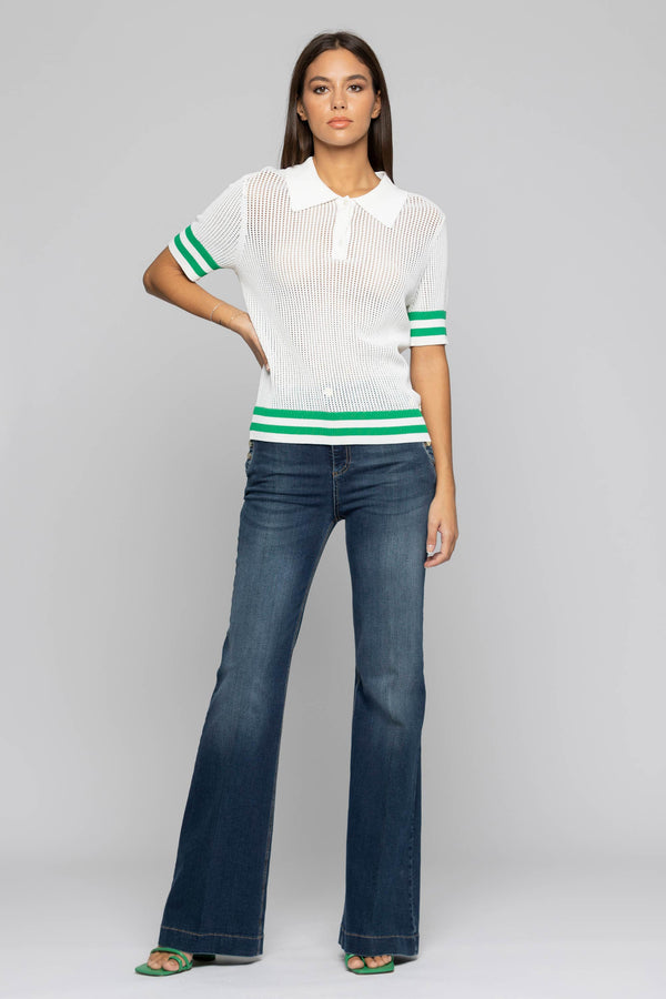 Openwork polo-style T-shirt with contrasting stripes - T-shirt ARARINI