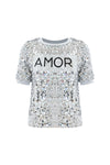 Camiseta bordada de lentejuelas con estampado - Camiseta AMOR