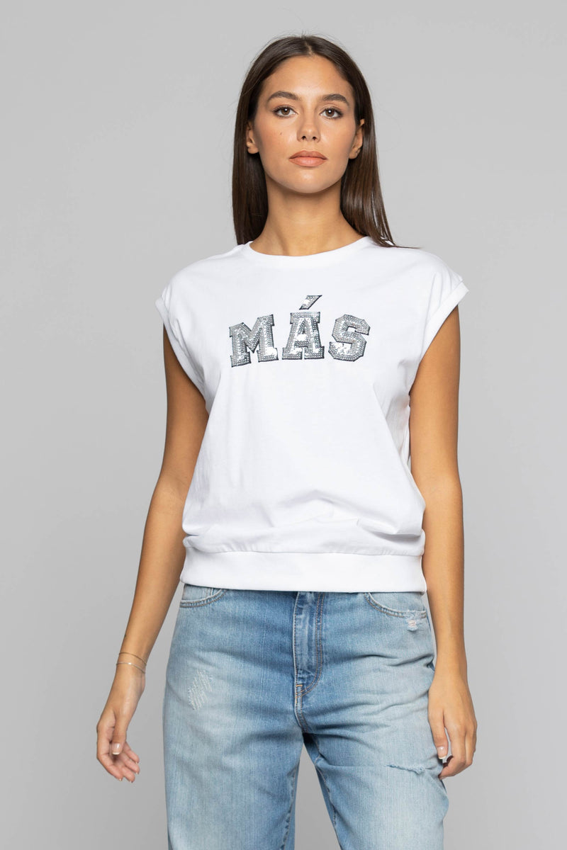 Maglietta in cotone con applicazione scritta in paillettes - T-shirt M/L KALLIMACO