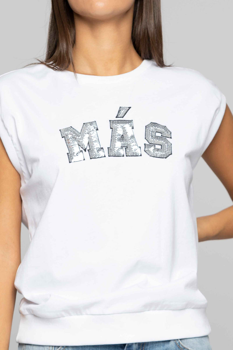 Cotton T-shirt with sequinned lettering - T-shirt KALLIMACO