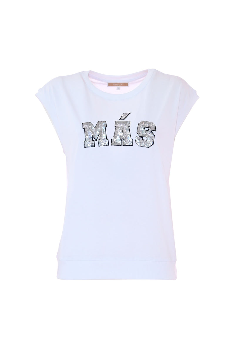 Maglietta in cotone con applicazione scritta in paillettes - T-shirt M/L KALLIMACO