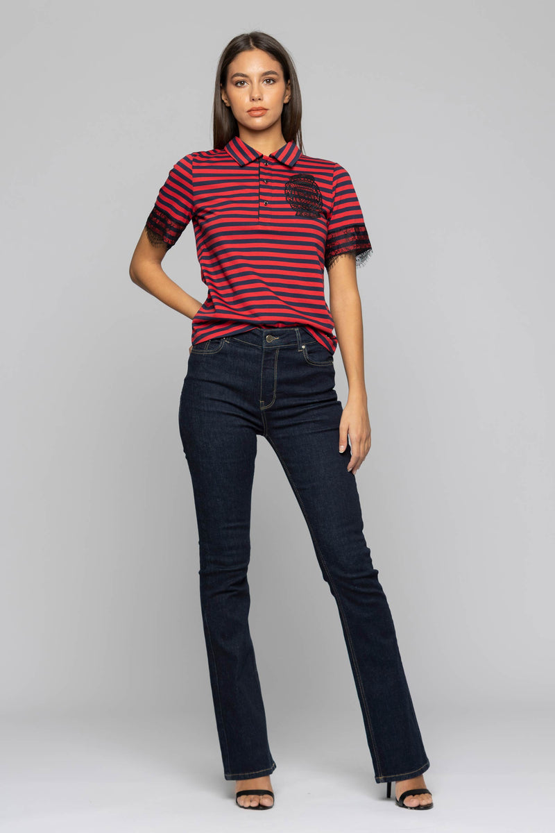 Striped T-shirt with lace - T-shirt CASSIOPEA