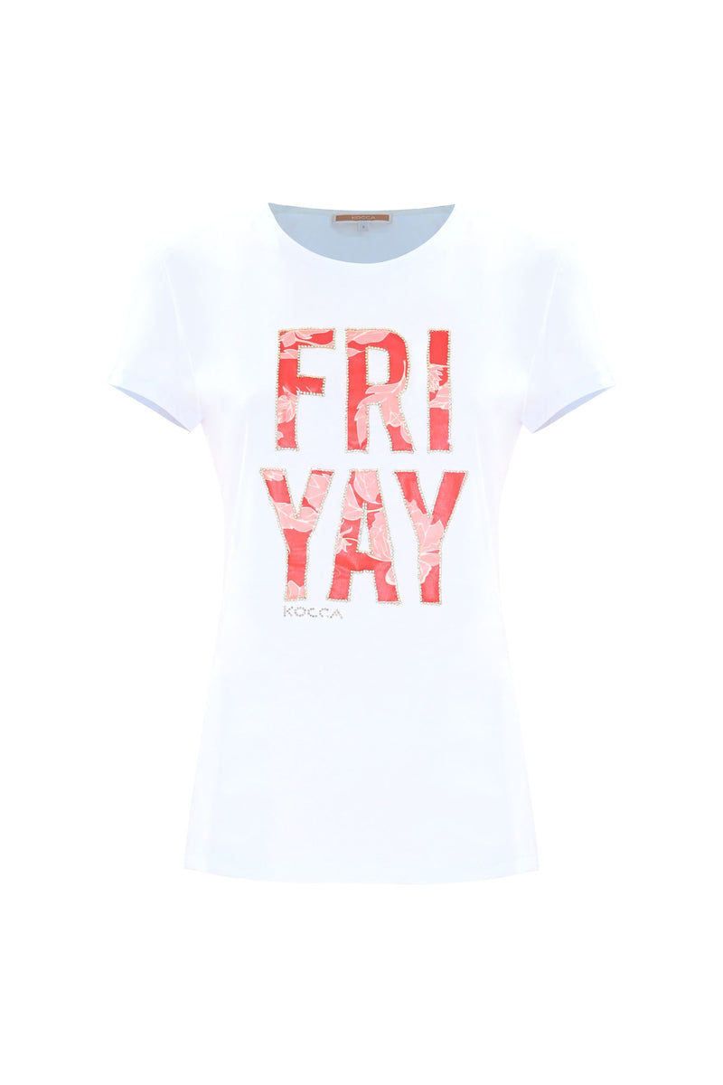 Cotton t-shirt with appliquéd lettering - T-shirt FRITZ