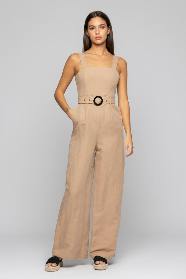 Jumpsuit with a stretch bodice and belt - Jumpsuit CALIDA